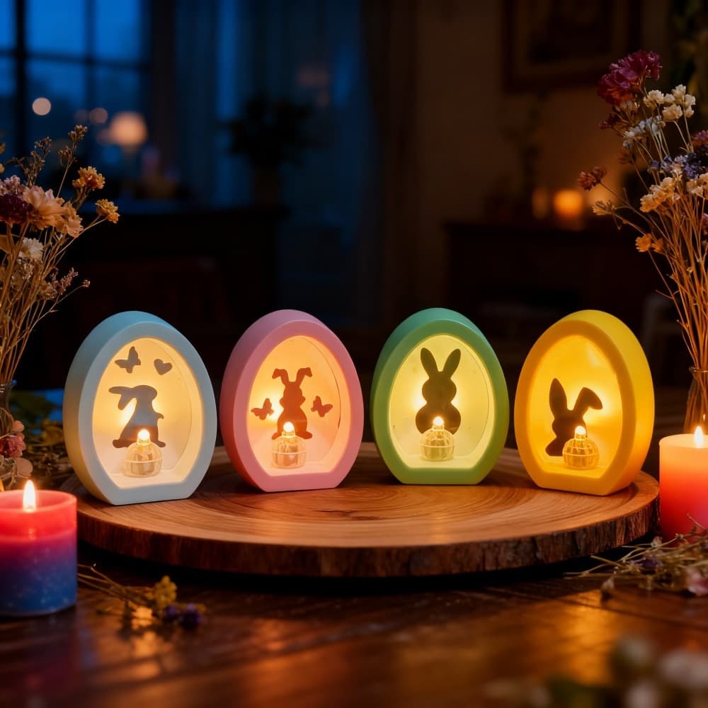 S2331 Rabbit Easter Eggshell Ornament Decoration Cement Plaster Mold DIY Silicone Mold Baking