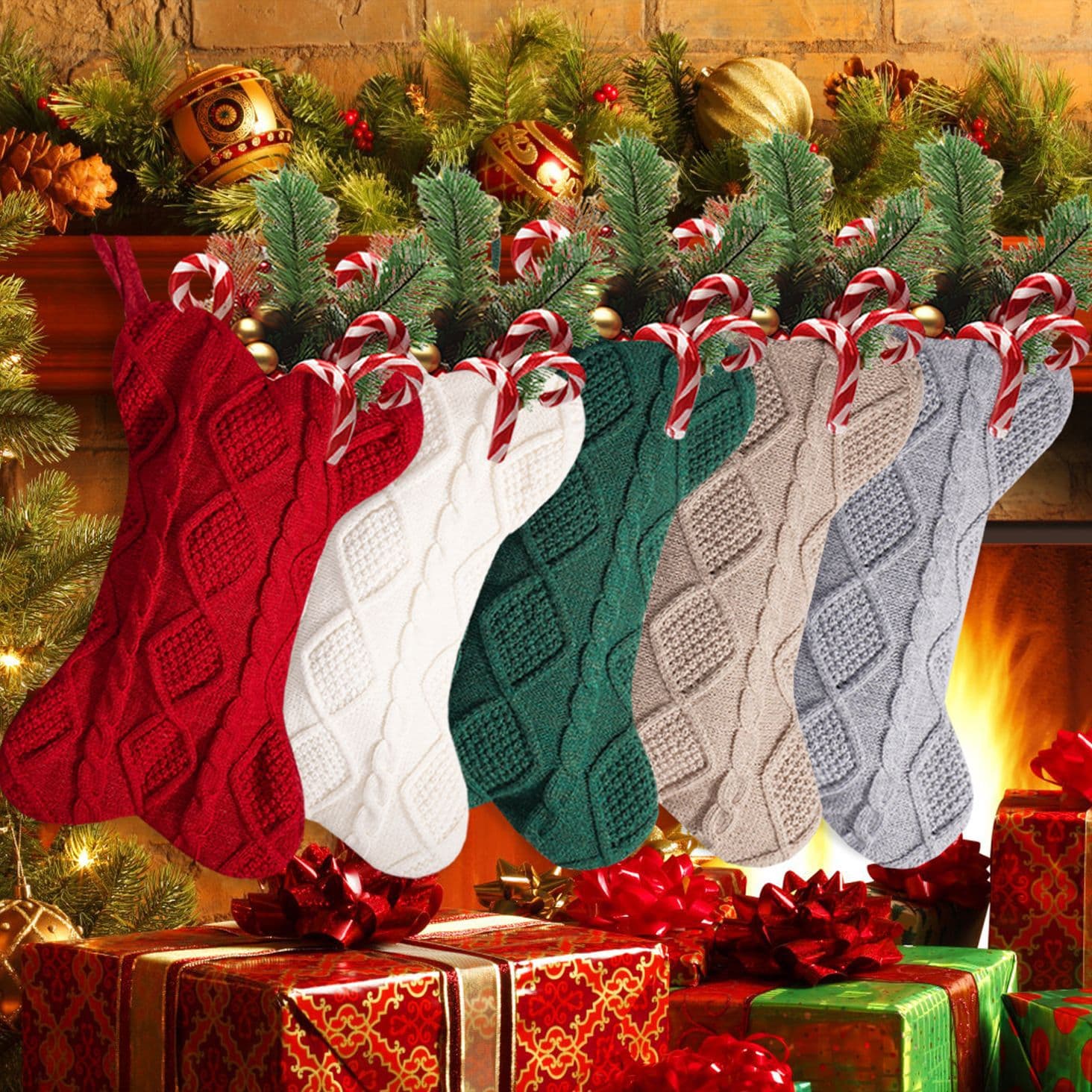 Cross-border Christmas Knitted Bone Christmas Stocking Cute Creative Christmas Stocking Christmas Tree Decoration Gift Bag