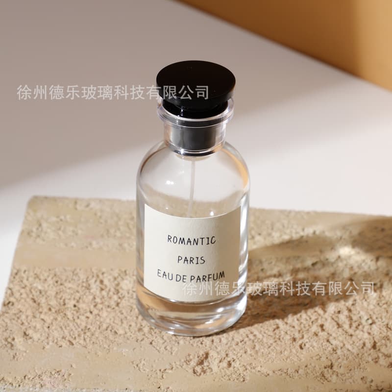 New 50ml Perfume Bottle 15mm Snap-On Press Glass Spray Bottle Cosmetic Perfume Refill Bottle with Cap
