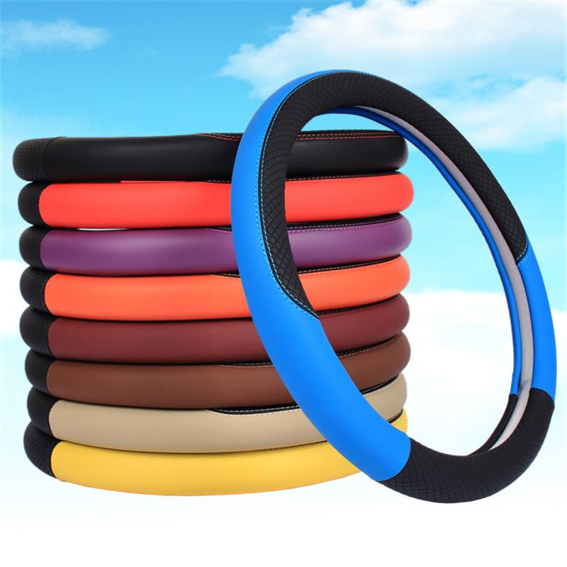 Car Steering Wheel Cover Anti-slip Handle Cover Interior Decoration Leather Protective Universal For All Seasons