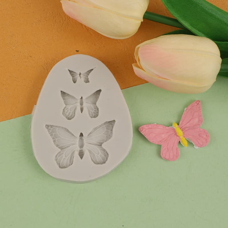 Wholesale 3 Butterflies of Different Sizes Fondant Cake Mold Silicone Chocolate Mold Sugar Art Embossing Mold Clay Mold