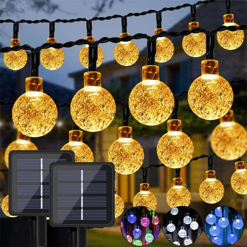 Cross-border led colored lights solar crystal ball string lights outdoor camping canopy tent atmosphere lights bubble ball string lights