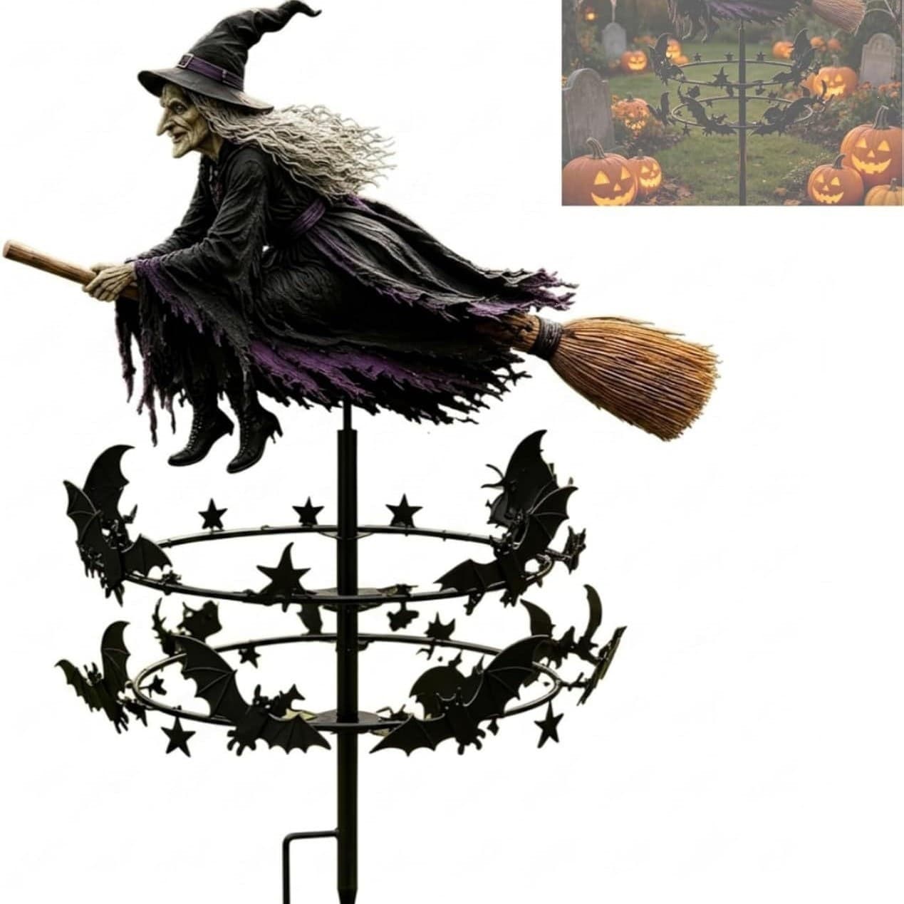 Cross-border Amazon New Cute Home Witch Garden Wind Spinner