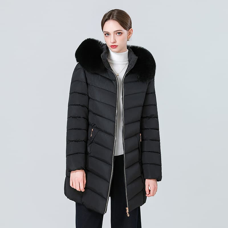 Large size 6XL winter large fur collar cotton coat women's mid-length Korean version versatile slim cotton coat new cotton jacket