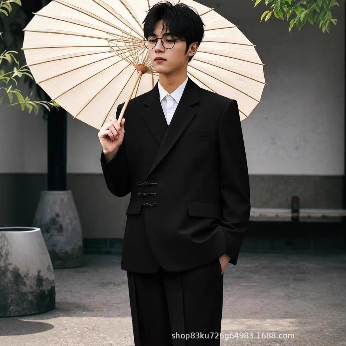 Jinfu Clothing Factory Chinese frog button suit men's set, groom's wedding attire suit national style Zhongshan suit.