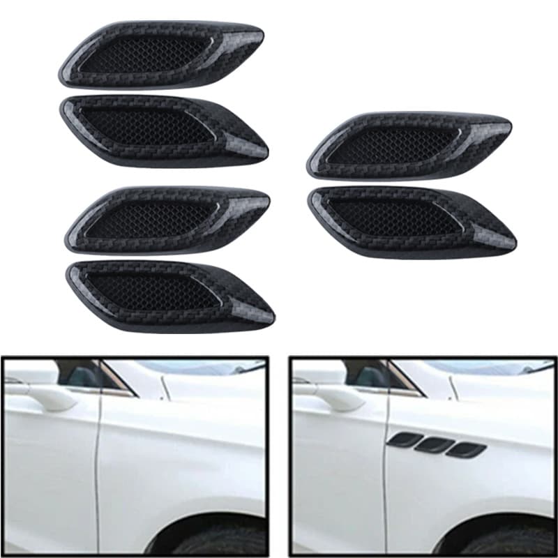 Car modified shark fin simulation carbon fiber air outlet side air vent stickers personalized decorative stickers fender side label stickers
