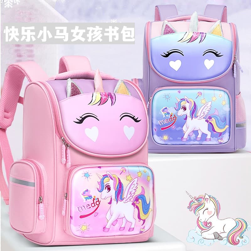 New Style Schoolbag for Primary School Students Women's Cute Lightweight Spine Protection Unicorn High Quality Backpack for Children Grade 1-6