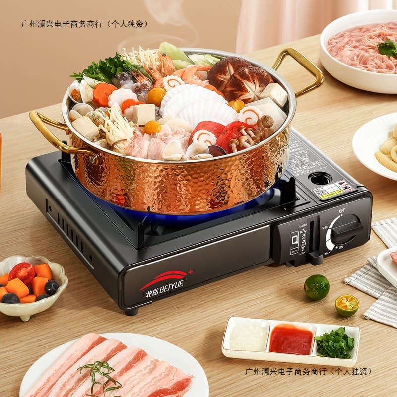 Portable Gas Stove for Outdoor Use, Camping Hot Pot, Cassette Stove with Gas Canister and Burner