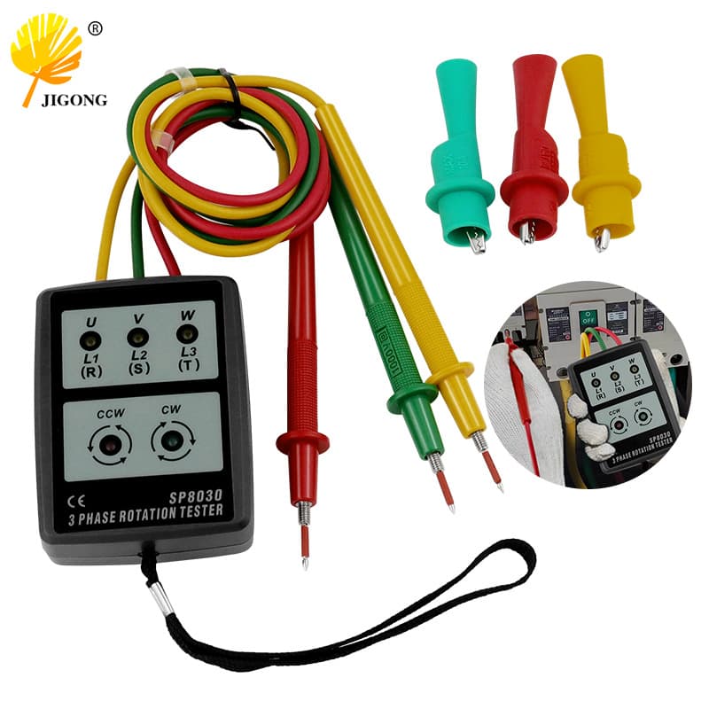 Portable Phase Sequence Indicator Three-Phase Current Detection Meter Three-Phase AC Phase Sequence Meter Phase Tester