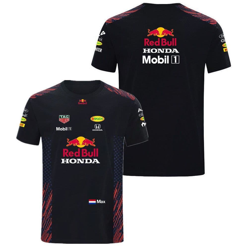 Cross-border EU/US sizes racing off-road jersey Red Bull series 3D print men's summer fashion versatile T-shirt quick-dry casual