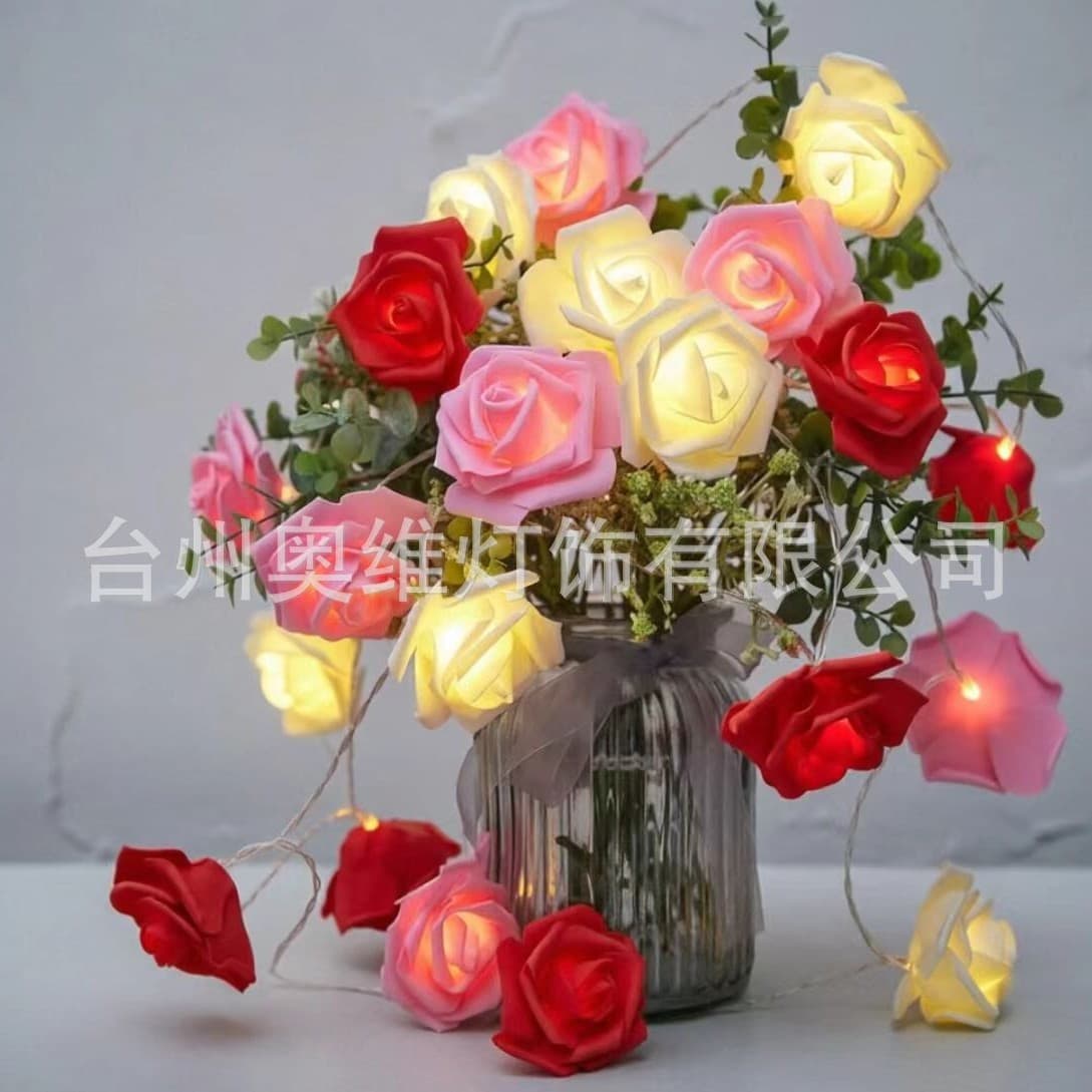 Simulated Rose Light String LED Christmas Valentine's Day Proposal Romantic Light String Several Days Wedding Decoration Small Lanterns