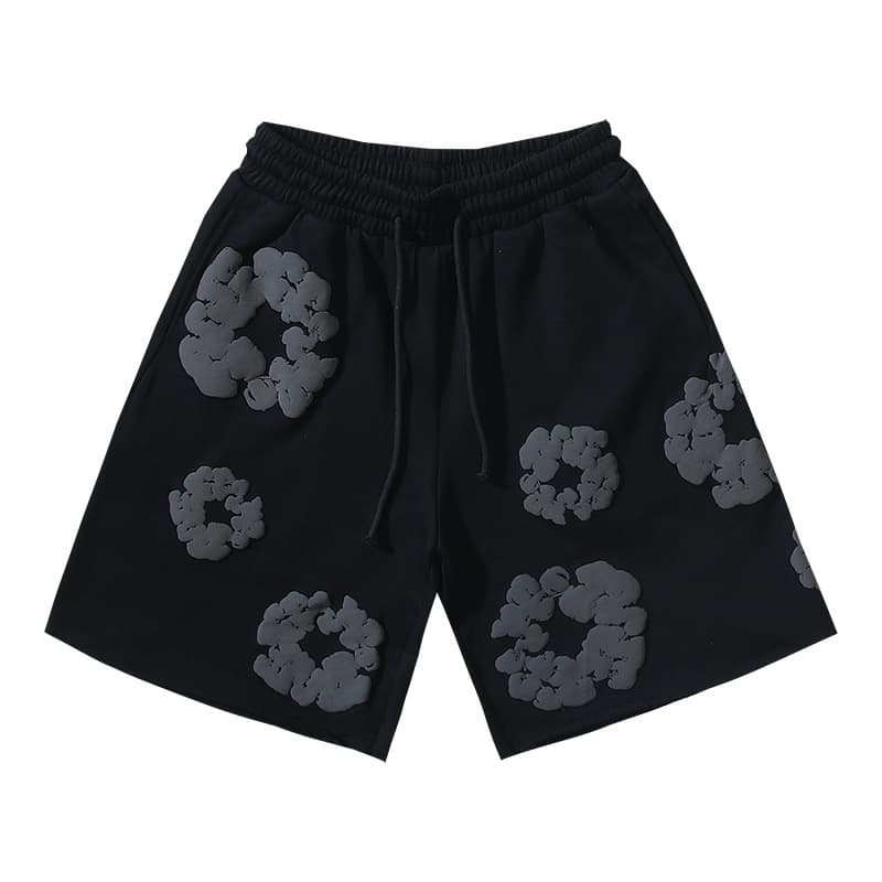 Cross-border High-quality D-T Kapok 3D Foam Print Hoodie Set American Style Couple Casual Crew Neck Shorts