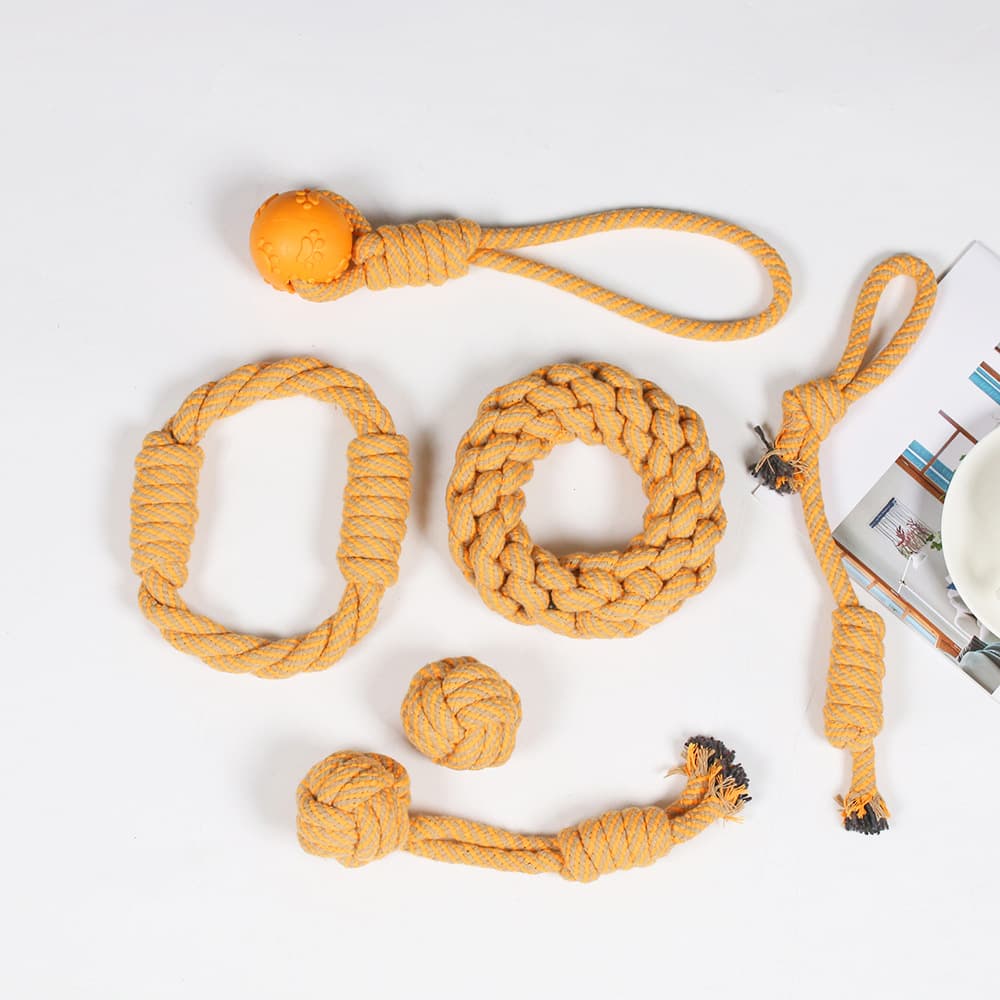 Pet Dog Cotton Rope Knot Toy Set Teeth Grinding Cleaning Durable Chew Boredom Relief Rope Knot Dog Toy Custom