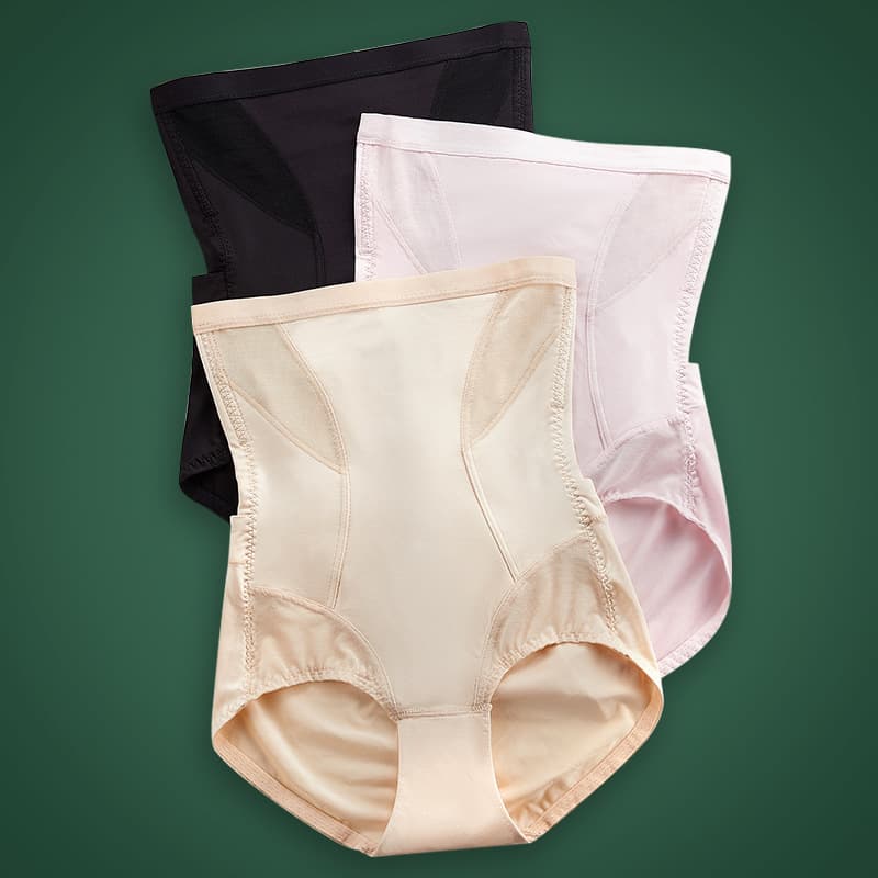 Ice Silk Butt Lift Tummy Control Panties Seamless Mesh Waist Shaper Postpartum Shapewear Non-Roll High Waist Underwear for Women