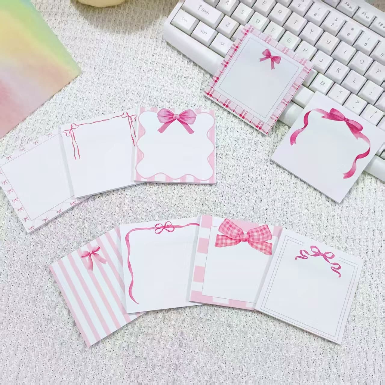 Cross-border stock creative pink bow sticky notes cute memo stickers for students removable and reusable