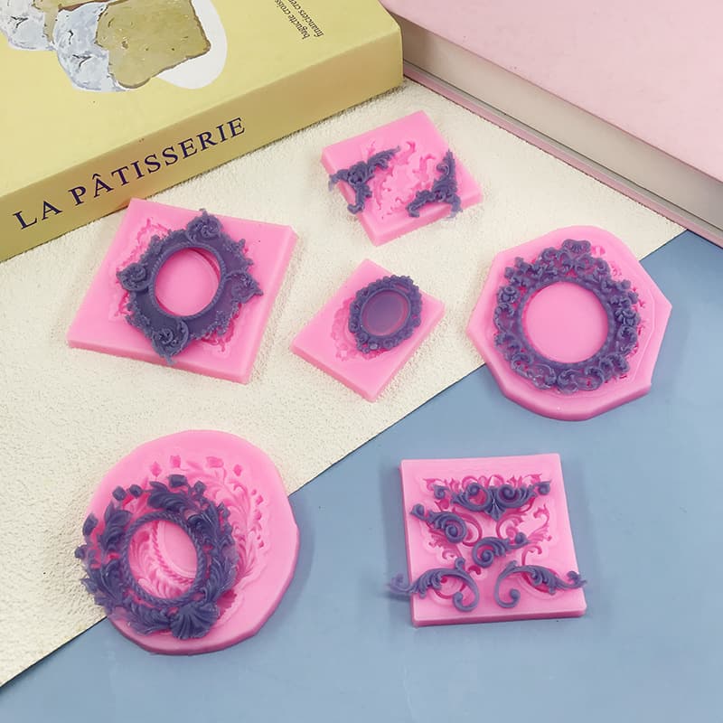 European Style Embossed Mirror Frame Photo Frame Silicone Mold Food Grade Silicone High Temperature Resistant DIY Fondant Cake Baking Mold