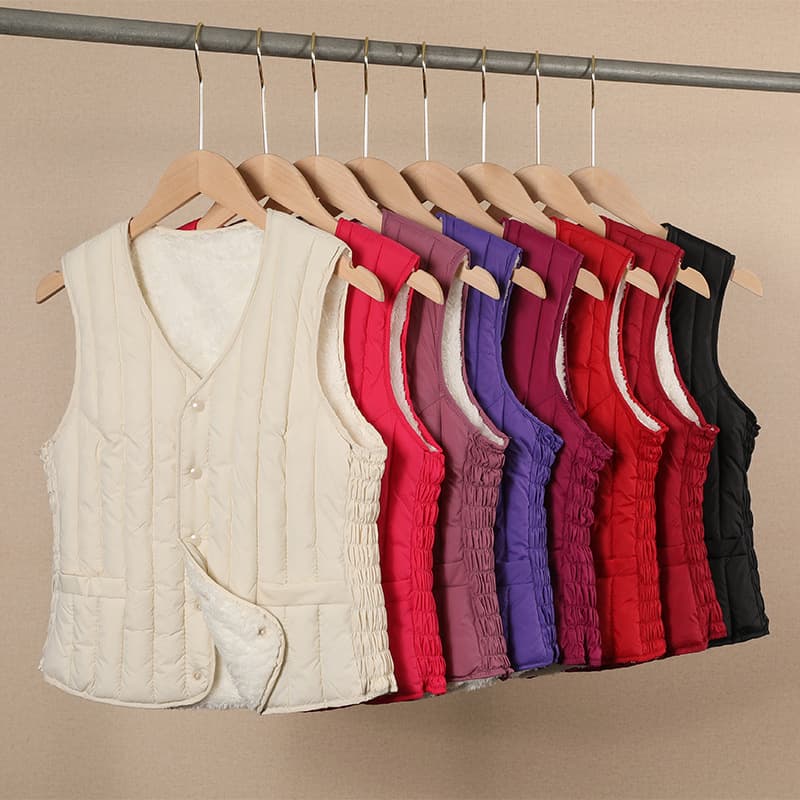 Autumn and winter down cotton vest women 2024 slim inner wear warm middle-aged and elderly vest wholesale slimming sleeveless pocket
