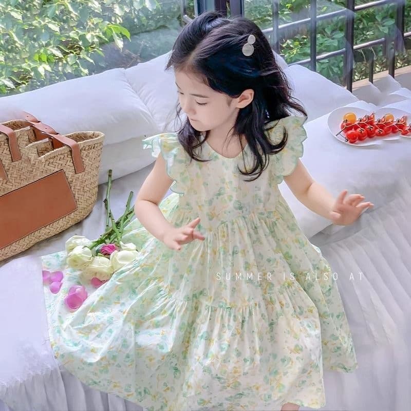 Summer New Floral Print Dress for Older Girls, Thin Style Little Girl Fashionable Cotton Dress