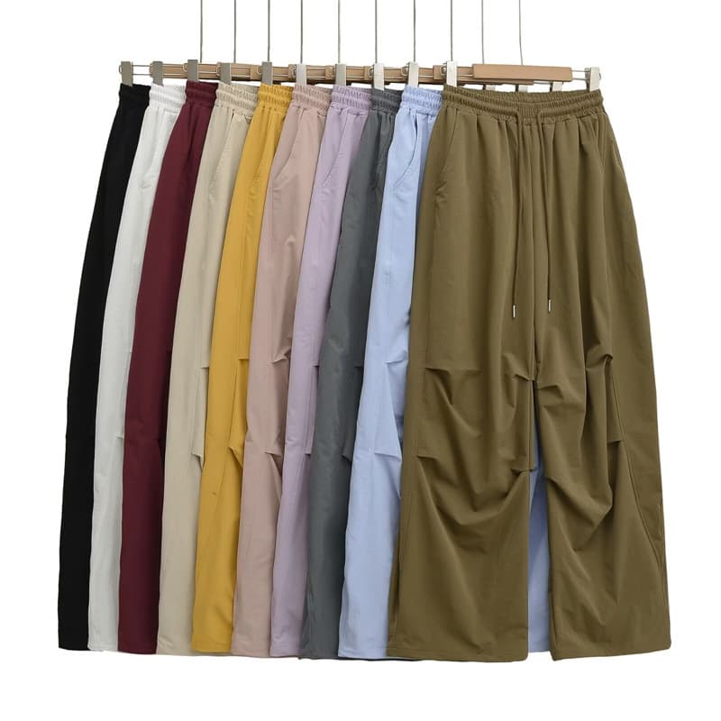 American Hip-Hop Quick-Dry Cargo Pants Dance Joggers Elastic Waist Drawstring Loose Slimming Casual Wide-Leg Long Pants