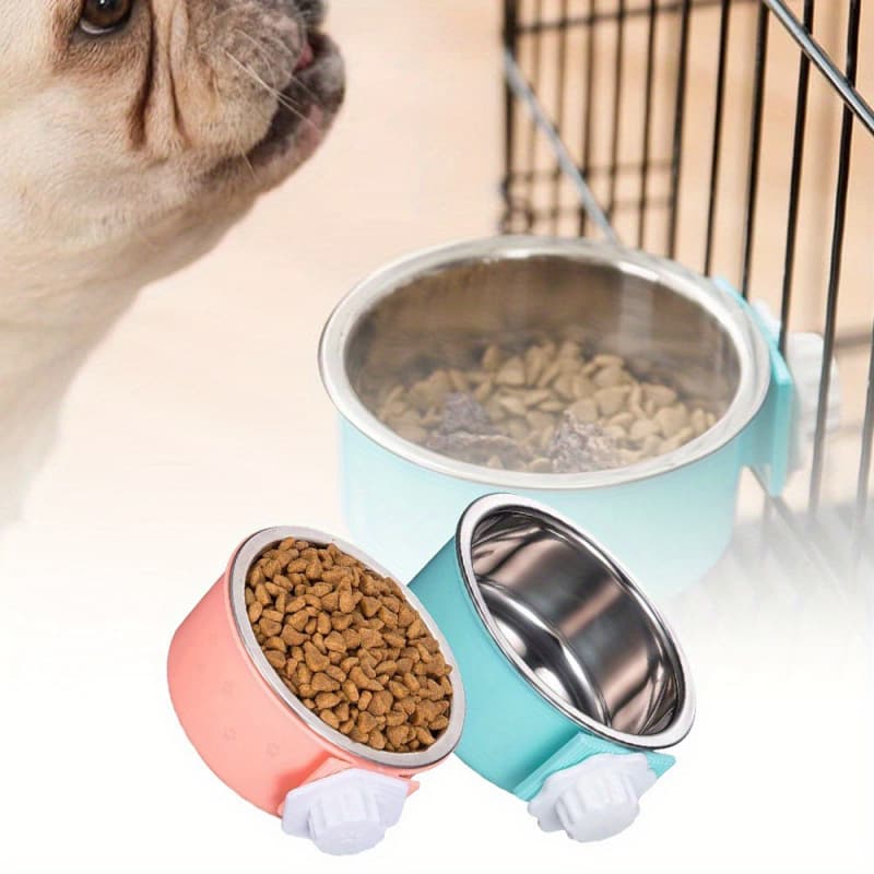 2026 New Cross-border Drop Shipping Detachable Stainless Steel Hanging Food and Water Bowl 2