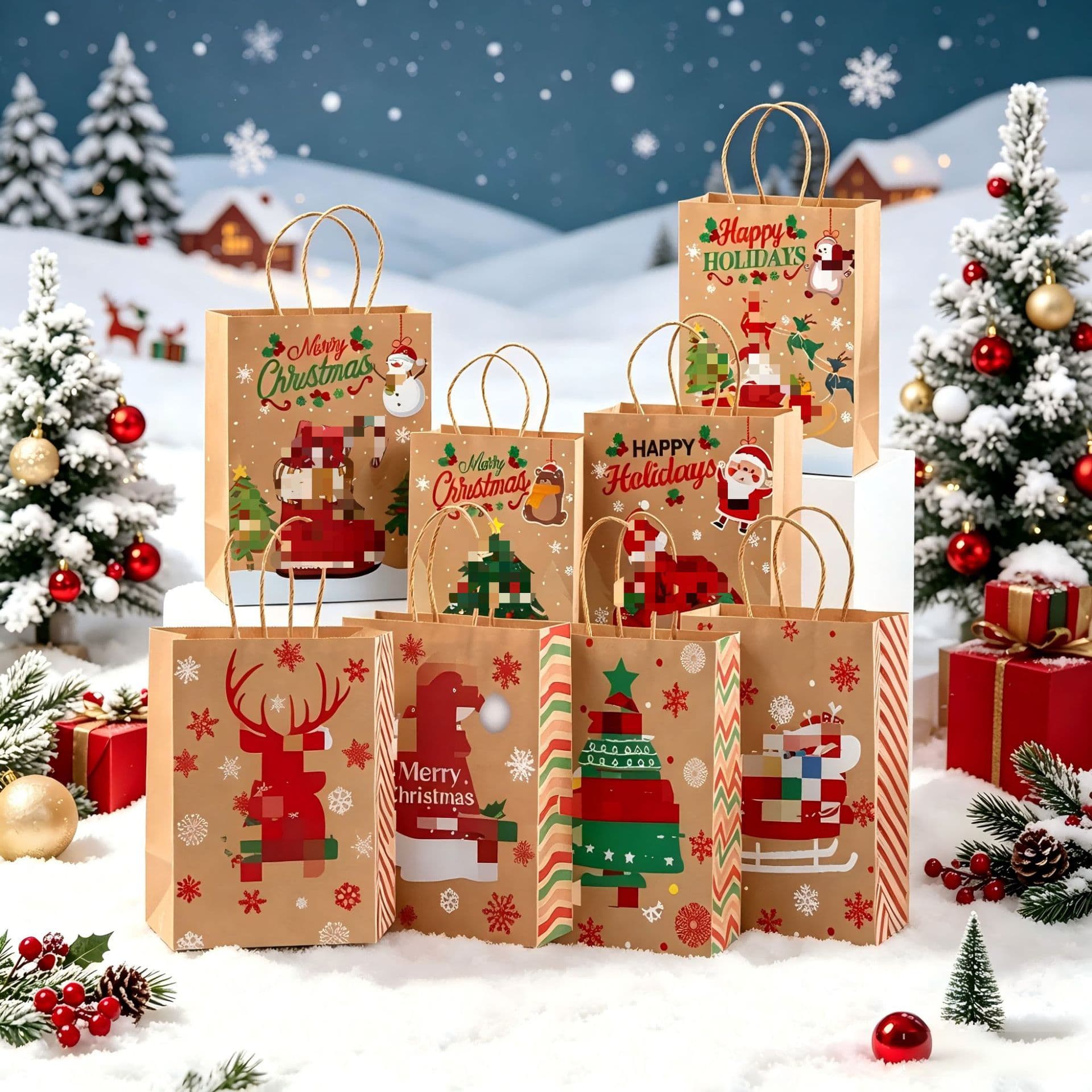Christmas Party Gift Bag INS Style Santa Claus Tote Bag Christmas Eve Gift Bags Wholesale