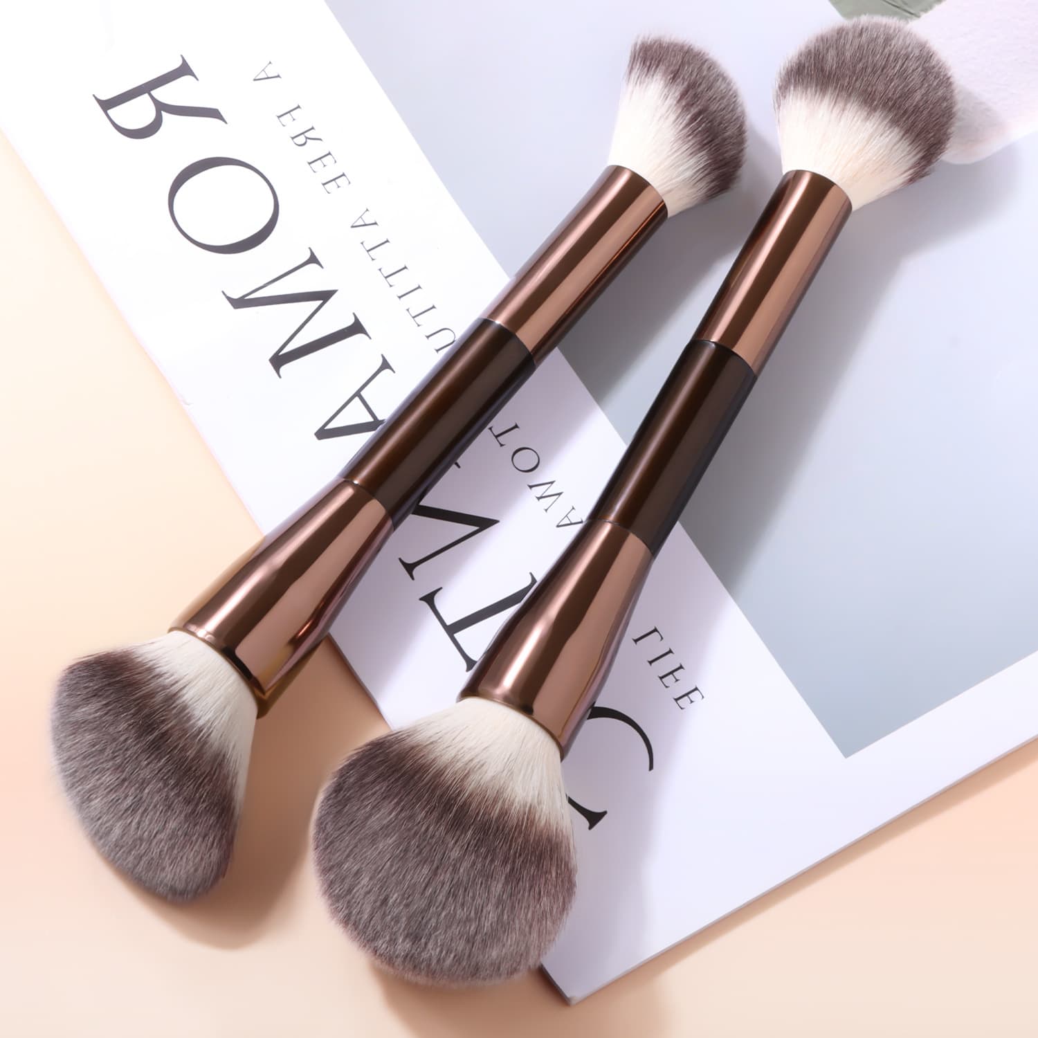 Nongying Dual-Ended Makeup Brush Set of 2, Multi-Function Powder & Contour Brush