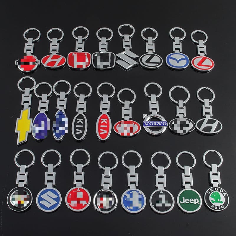 Double-sided metal keychains suitable for Volkswagen, BMW, Mercedes-Benz, Audi, Ford, Land Rover, Hyundai, Buick, and Mazda logos