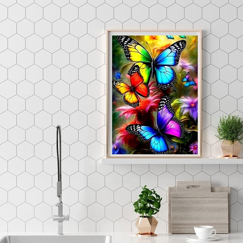 New Hot-Selling Cross-Border 5D Diamond Painting Flowers and Colorful Butterflies Animals DIY Living Room Decorative Painting Factory Wholesale