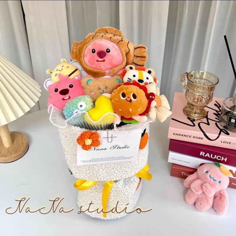 520 Valentine's Day Gift Loopy Beaver Plush Toy Cartoon Flower Bouquet Plush Birthday Gift for Girlfriend Friend Best Friend