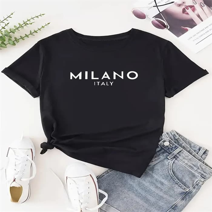 Cross-border Stock New Printed T-Shirt for Amazon EU/US, Round Neck Loose Plus Size Short Sleeve Casual Women's Top