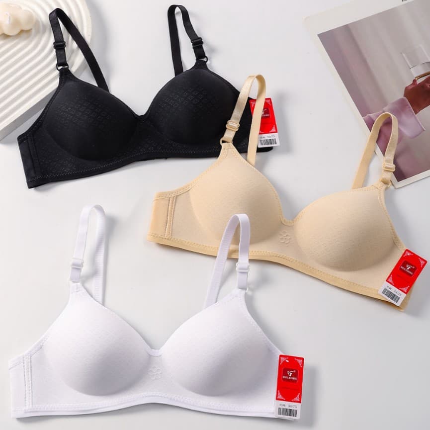 Cross-Border Fashion Simple Solid Color Four Seasons Versatile Comfortable Small Bust Thin Style Wire-Free Teen Bras Student Underwear