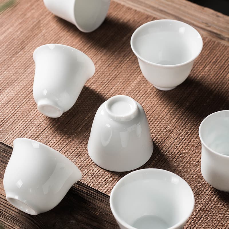 Dehua White Porcelain Tea Cup Kung Fu Tea Cup Ceramic Tea Tasting Cup Household Small Single Cup Simple Master Cup logo Tea Tasting