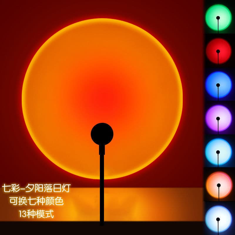 Cross-border Sunset Lamp USB Sunset Ambient Light Rainbow Background Projection Decoration Dusk Internet Celebrity Sunset Lamp Floor Lamp