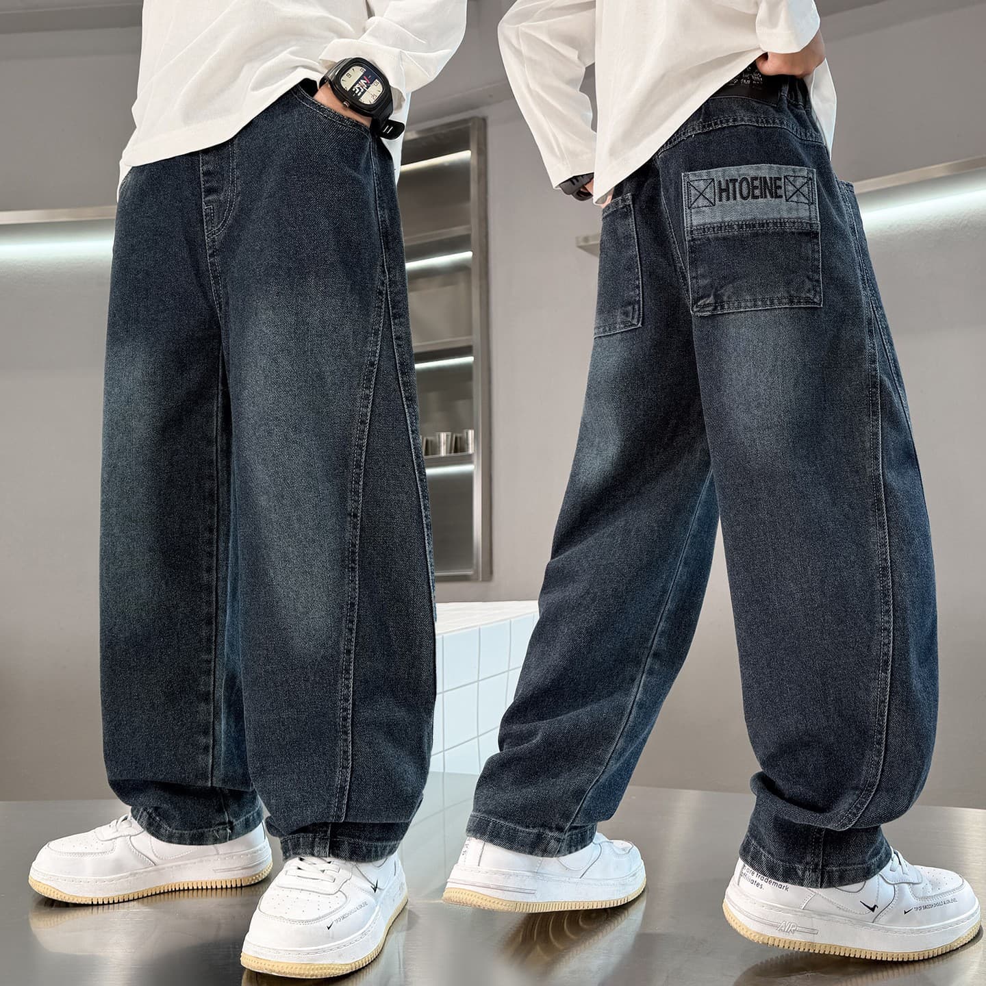 Boys' Jeans New 2026 Trendy Fall Mid & Big Kids Korean Style Kids Casual Loose Long Pants
