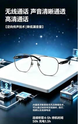 Pure Titanium High-Quality AI Smart Glasses Business Men's Glasses Frame Bluetooth Listen to Music Answer Calls Navigation Translation