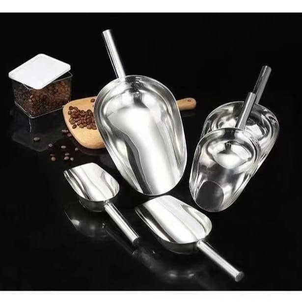 Thickened stainless steel shovel for ice, grains, flour, food, tea, popcorn, melon seeds, and street vendors.