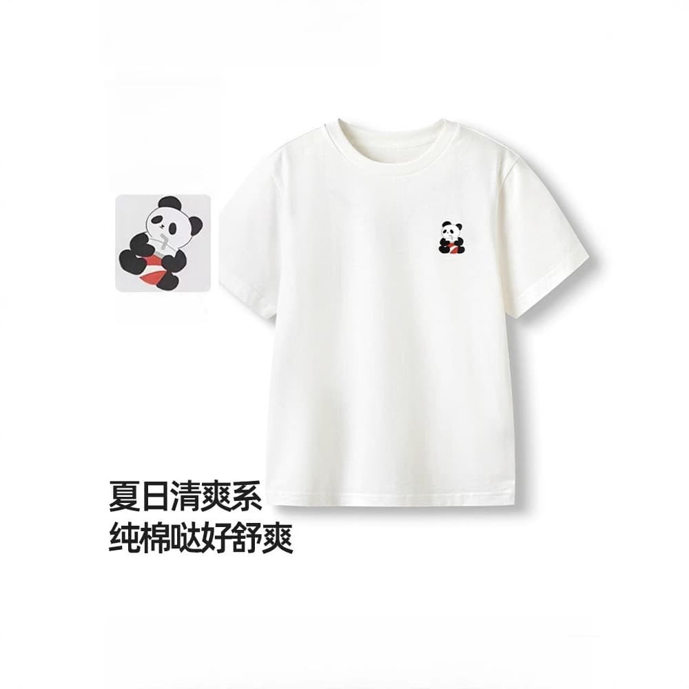 Boys Short Sleeve T-Shirt Girls Cotton Undershirt Children's Top Summer Loose Fit Medium and Small Kids Breathable Sweat-Absorbing