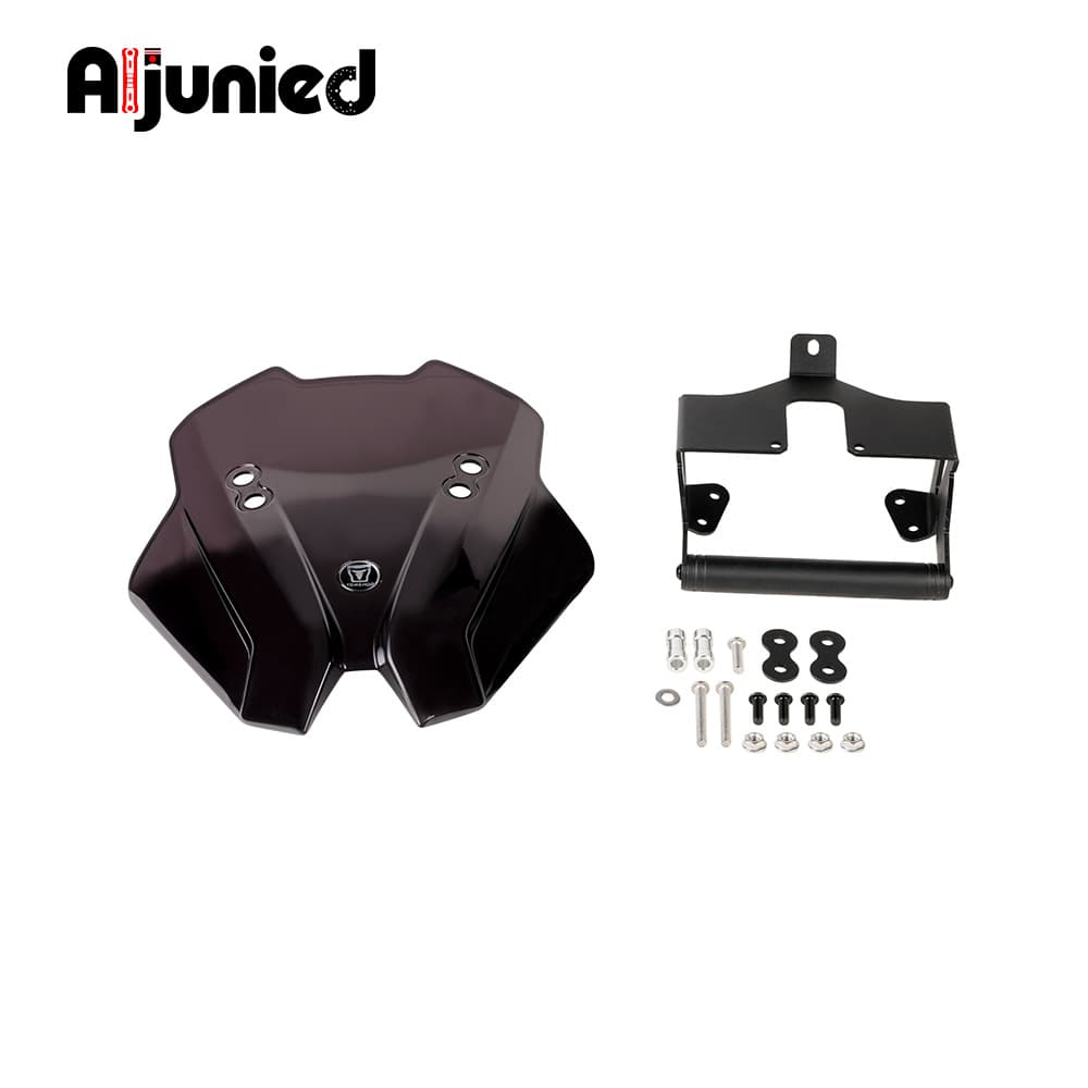 Compatible with Kawasaki Z650 Modified Motorcycle Front Windshield Glass Navigation Rod Bracket Front Windshield Wind Deflector Glass