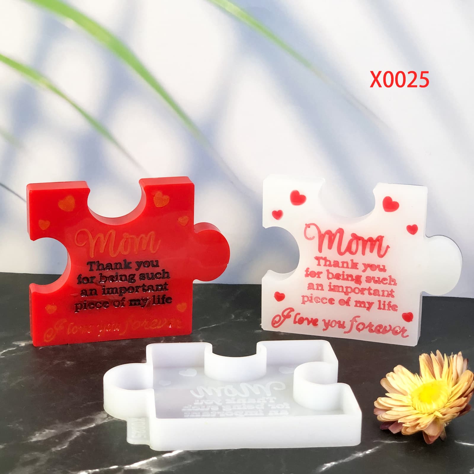 X0025 Puzzle Piece Desktop Decoration Crystal Resin Mold, DIY Ornament Silicone Mold