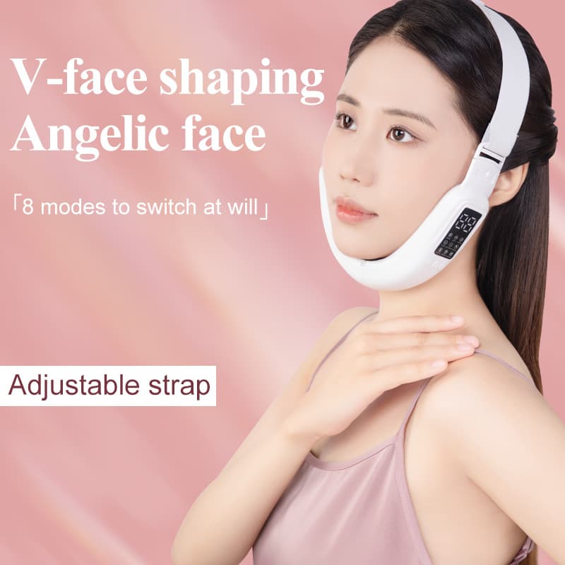 New Heating EMS Microcurrent Beauty Device V-Shape Face Lifting Tool Vibration Slimming Face Massager Five-Color Light V-Shape Face Lifter