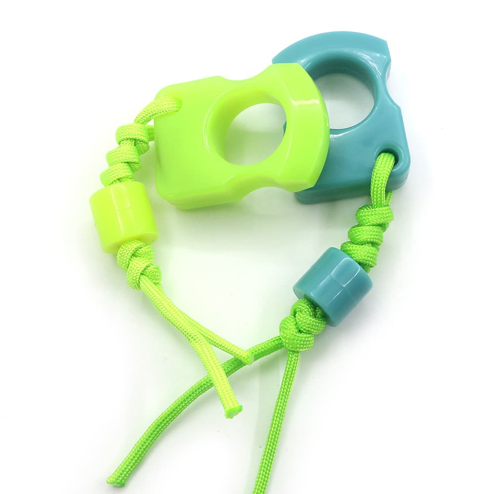 AFK Self-Defense Fluorescent Knuckle Duster Non-Metallic Single-Finger Keychain Pendant, Suitable for Women and Commute Use