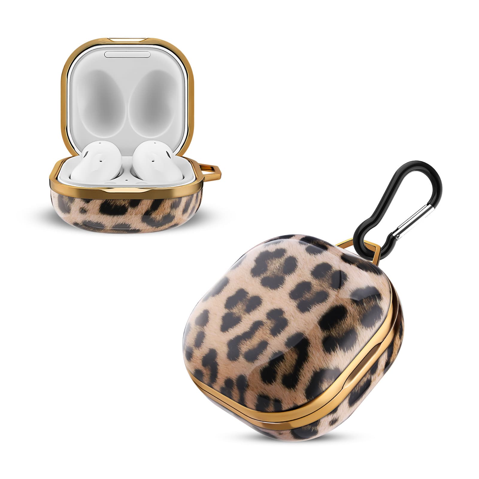 Compatible with Samsung Buds FE 2 Pro Case, Buds Pro Live Electroplated PC Leopard Print Earphone Shell Universal Model