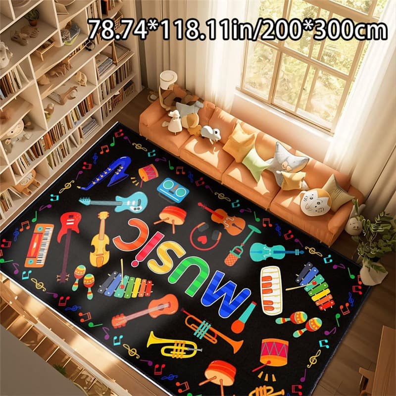 Cartoon Velvet Floor Mat, Children's Room Decoration, Baby Crawling Mat, Thickened and Wear-resistant, Kindergarten Early Education Play Mat