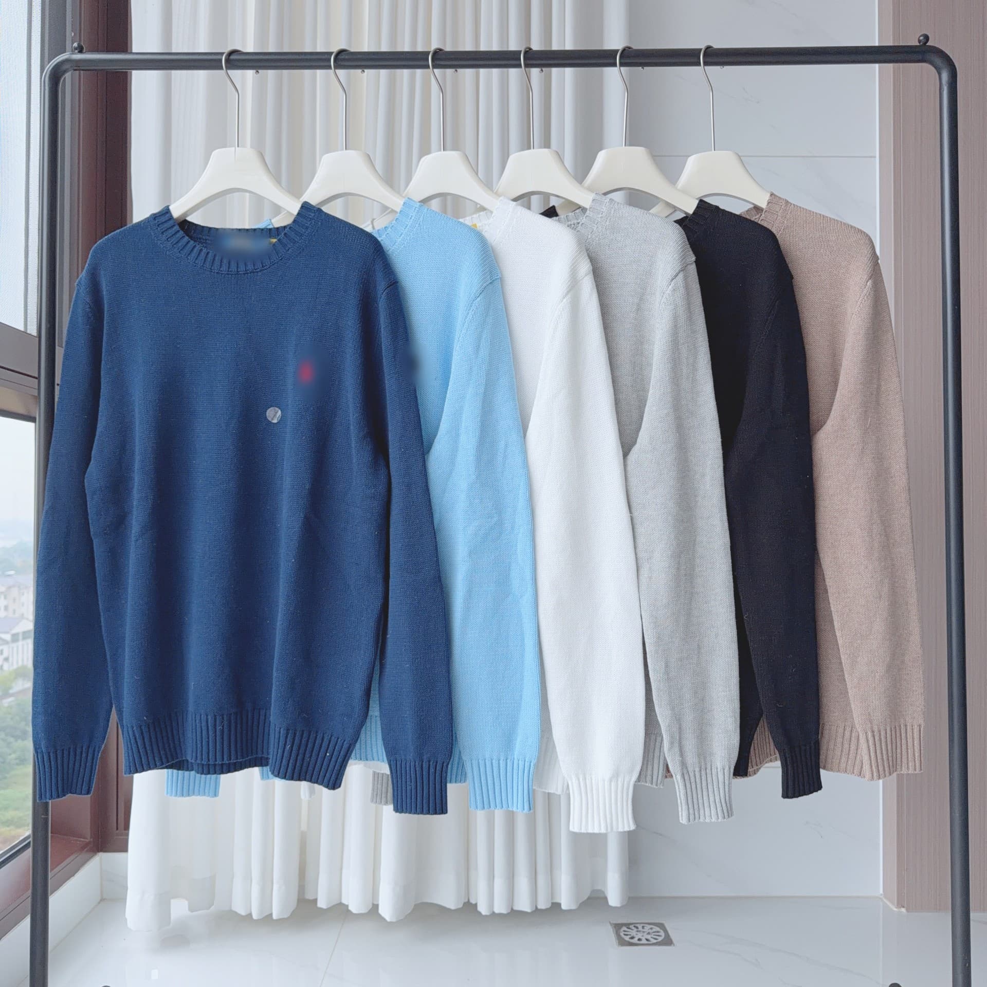 Ralph Lauren RL Small Pony Embroidery Solid Color Logo Crew Neck Long Sleeve Sweater Old Money Style Couple Cross-Border Exclusive
