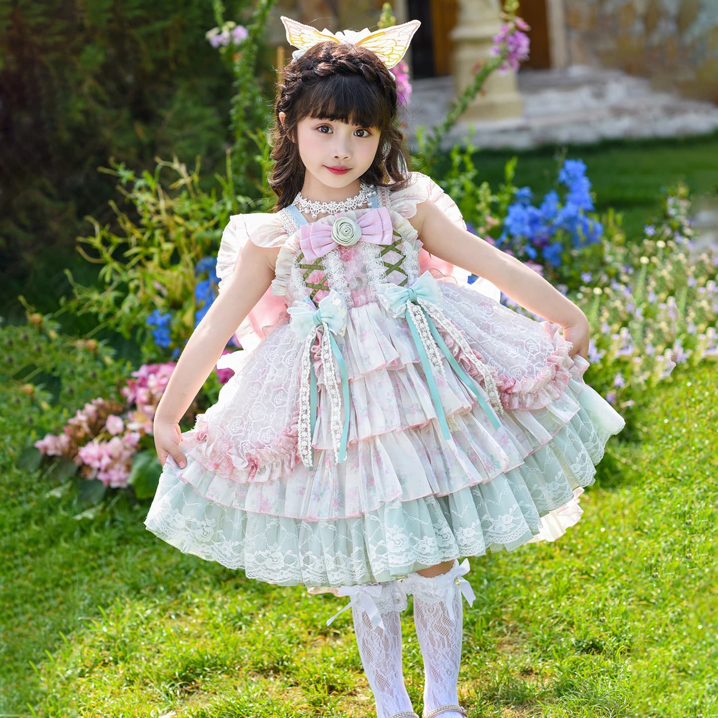 Girls Lolita Princess Dress 2026 New Collection, Super Beautiful Cake Dress, Summer Dress for Girls, Suitable for Daily Wear