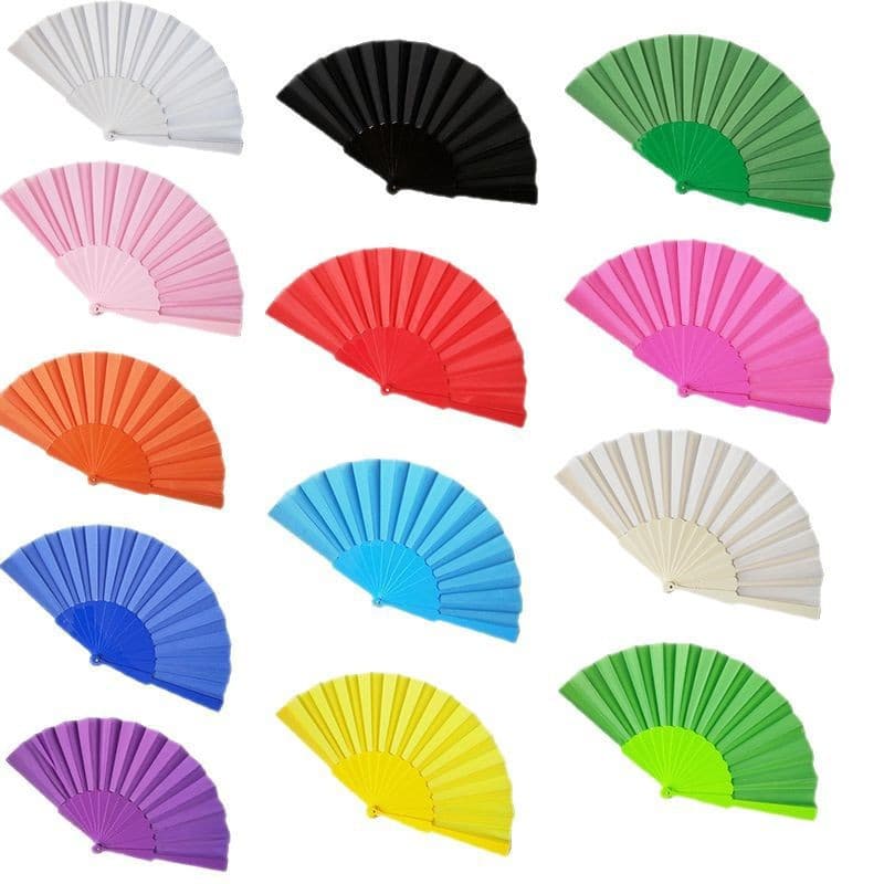 Factory Order 7-Inch Tablet Advertising Plastic Fan Plain Folding Fan Dance Performance Prop Solid Color Craft Fan