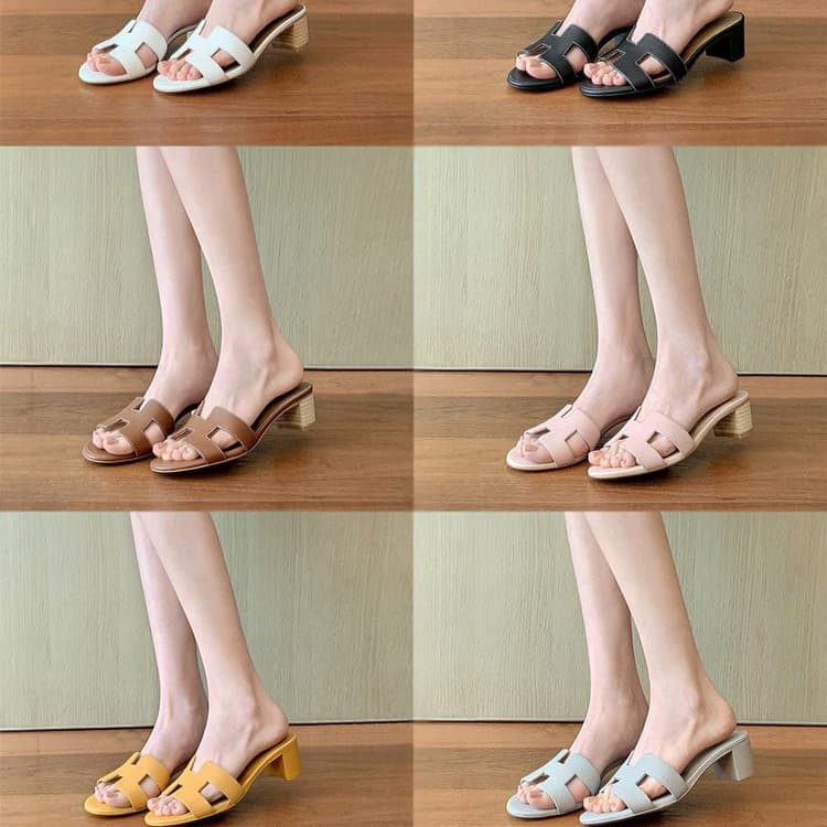 Su Yin Jia Same Style High Heel Slippers 2026 New 5cm Chunky Heel H-Slippers Women's Beach Sandals Outdoor Summer
