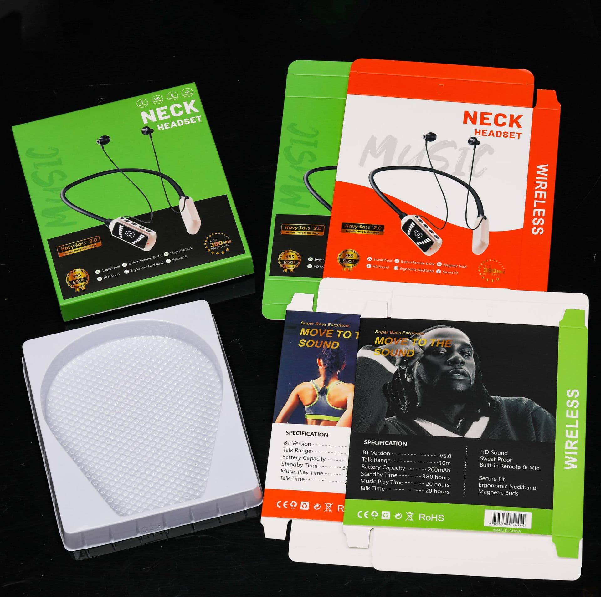 New Neckband Earphone Neutral Universal Packaging Sports Bluetooth Neckband Earphone Box In Stock Wholesale