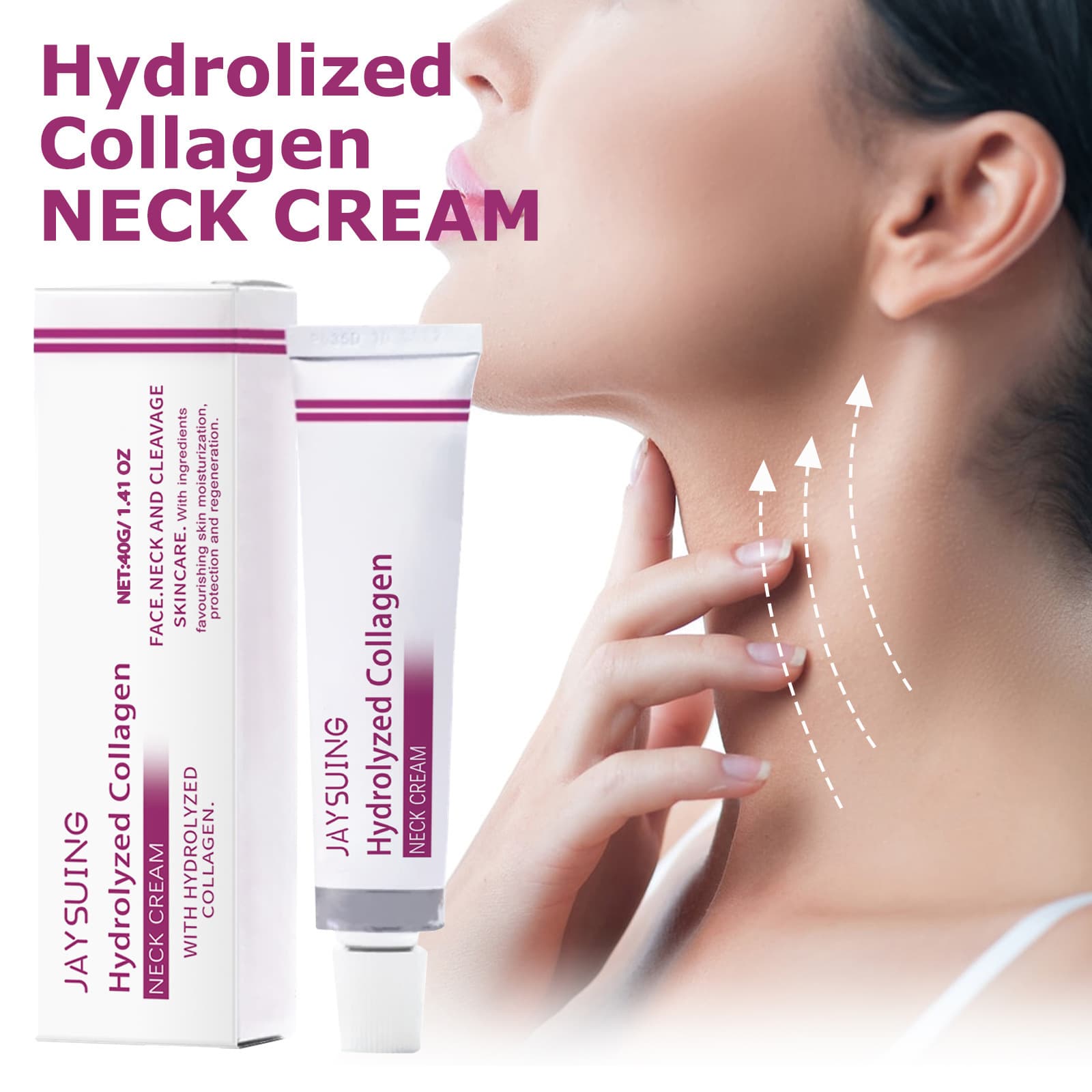 Jaysuing Hydrolyzed Collagen Neck Cream Gentle Care for Neck Skin Moisturizing Refreshing Nourishing Massage Cream
