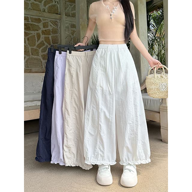 Women's White Wide-Leg Pants 2026 Summer Thin Nine-Point Lantern Pants Loose High-Waist Casual Ice Silk Quick-Dry Pants